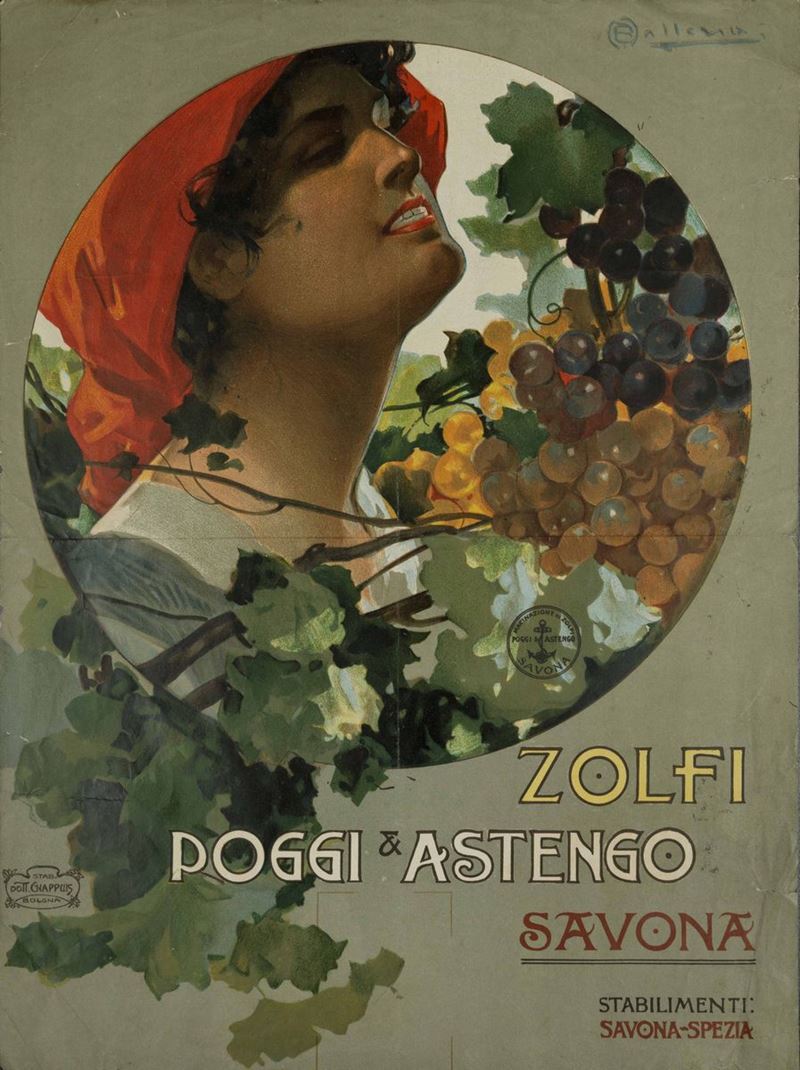 Osvaldo Ballerio (1870-1942) ZOLFI POGGI E ASTENGO, SAVONA  - Auction Vintage Posters - Cambi Casa d'Aste