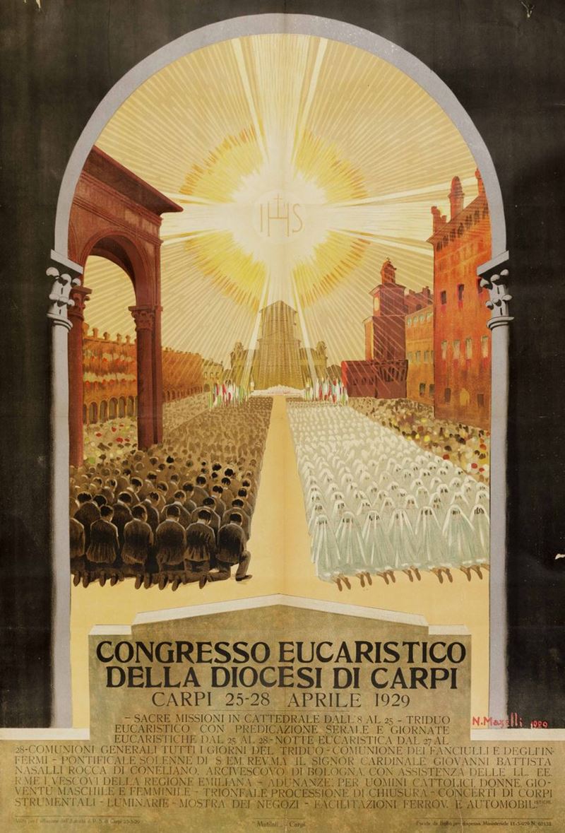Nello Mazelli (1898-1978) CONGRESSO EUCARISTICO DELLA DIOCESI DI CARPI  - Auction Vintage Posters - Cambi Casa d'Aste