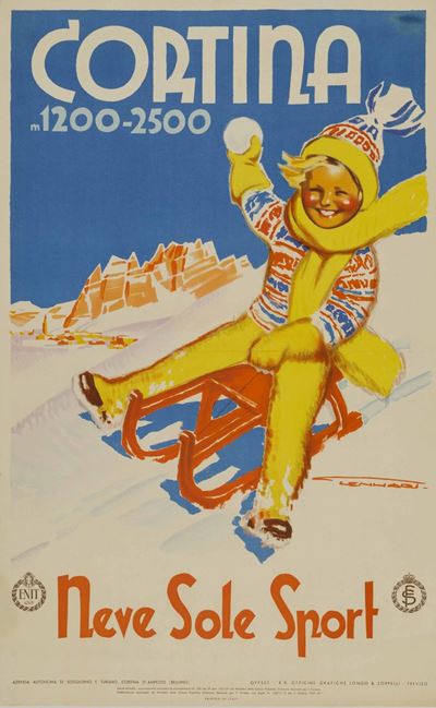 Franz Lenhart (1898-1992)cortina / Neve, Sole, Sport