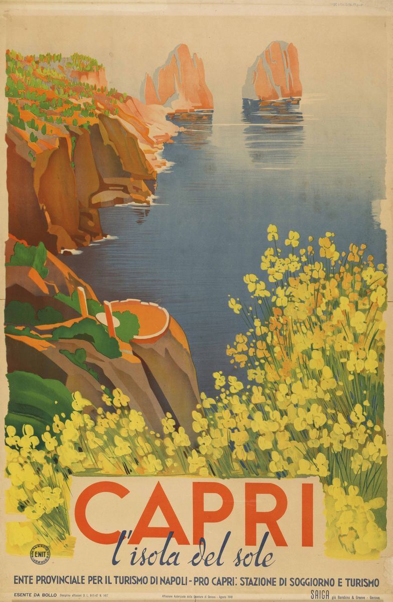 Giuseppe Riccabaldi Del Bava (1887-1976) CAPRI L’ISOLA DEL SOLE  - Auction Vintage Posters - Cambi Casa d'Aste