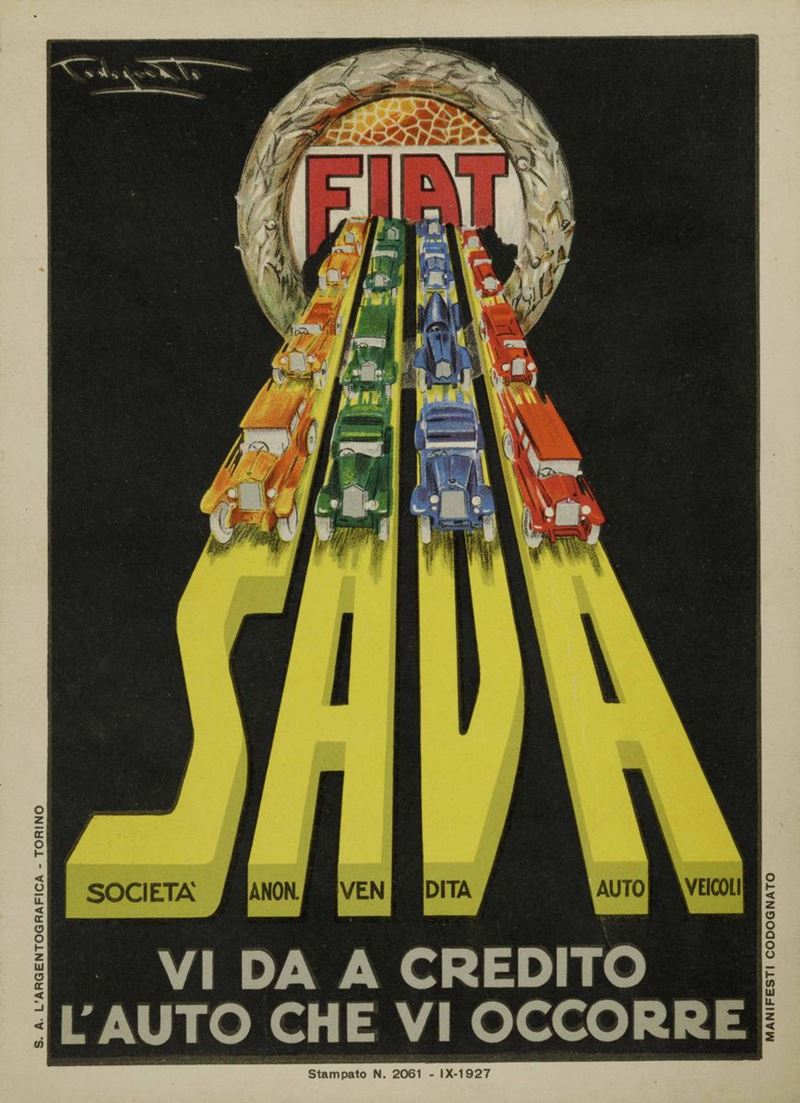 Plinio Codognato ( 1878- 1940) FIAT SAVA  - Auction Vintage Posters - Cambi Casa d'Aste