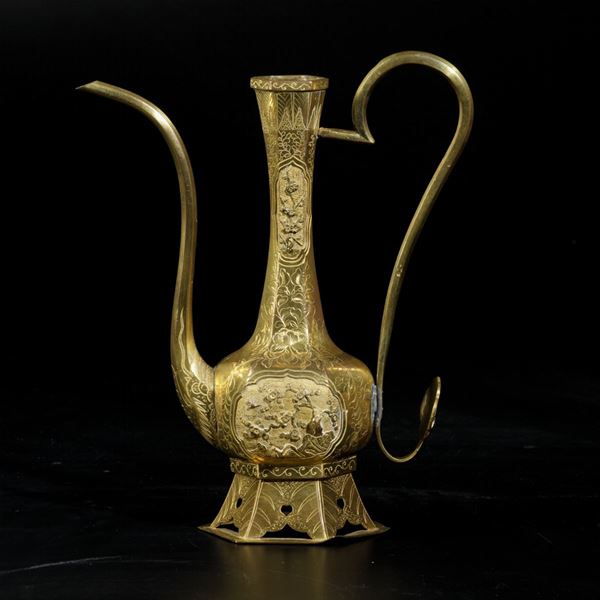 A gilded metal pitcher, Turkey, 1800s