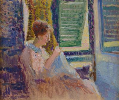 Orlando Grosso (1882-1968)donna che Cuce
