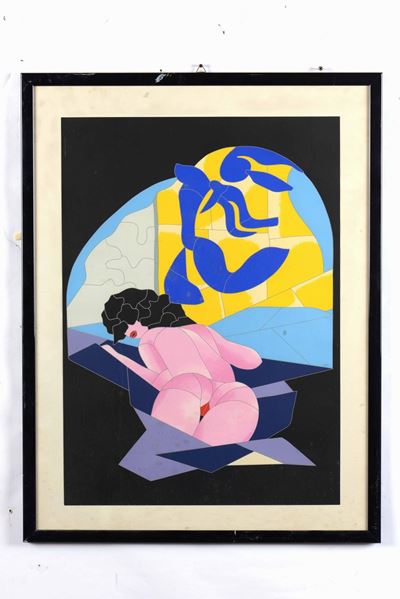 Ugo Nespolo (1941)nudo Femminile