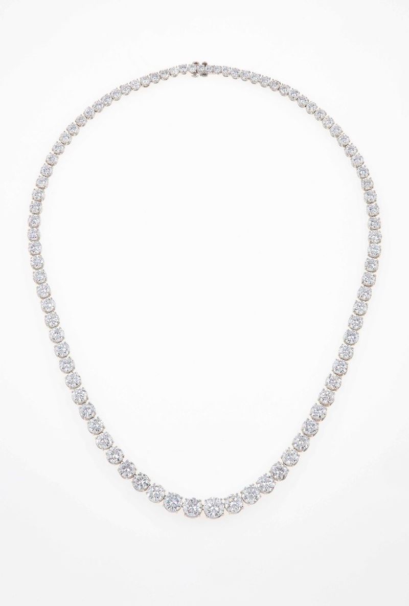 Rivière con diamanti taglio brillante per ct 38.50 circa  - Auction Fine Jewels - Cambi Casa d'Aste