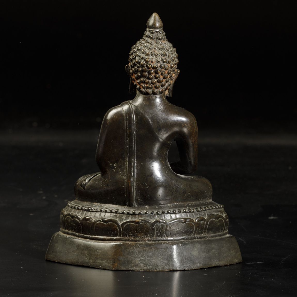 Figura di Buddha Amitayus Seduto su Fiore di Loto in Bronzo, Cina, Thailandia, XIX Secolo