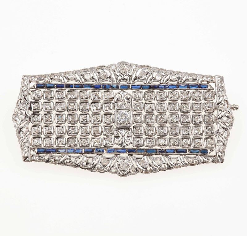 Spilla con diamanti e piccoli zaffiri  - Auction Fine Jewels - Cambi Casa d'Aste