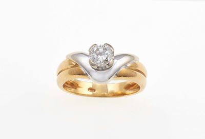 Anello con Diamante Taglio Brillante di Ct 0.55 Circa