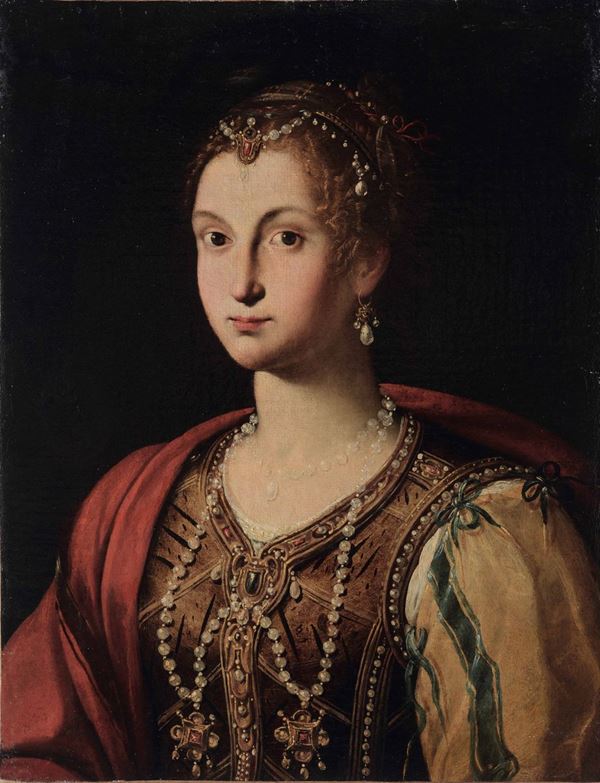 Jacopo Zucchi (Firenze 1541 - Roma 1596), attribuito a Ritratto di gentildonna con monili di perle