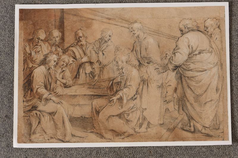 Andrea Boscoli : Andrea Boscoli (Firenze 1560 ca. -1607), attribuito a Ultima cena  - Asta Disegni Antichi - Cambi Casa d'Aste