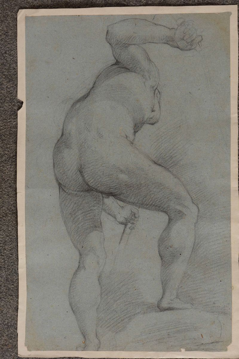 Cristoforo Roncalli detto il Pomarancio (Pomarance 1552 - Roma 1626), attribuito a Studio di nudo maschile  - Asta Disegni Antichi - Cambi Casa d'Aste