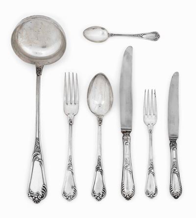 Servizio di Posate in Argento per Dodici Coperti. Argenteria Italiana del XX Secolo