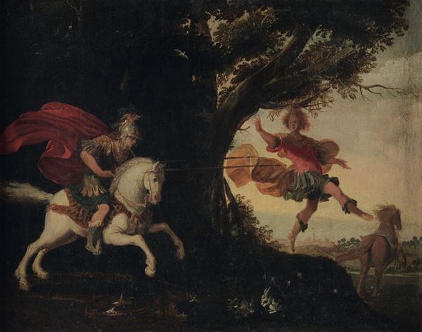 Artista fiammingo attivo a Roma nel XVII secolo Scontro tra cavalieri