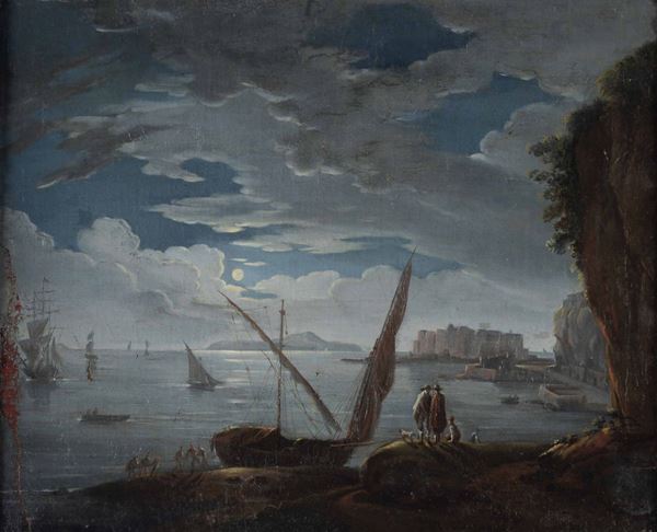 Francesco Fidanza (Roma 1747 - Milano 1819) Notturno con veduta costiera