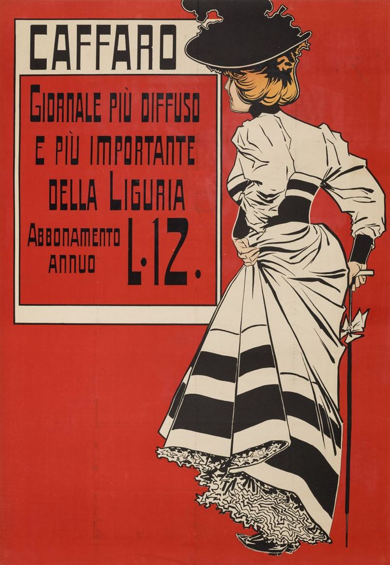 Aleardo Villa (1865-1906) CAFFARO, GIORNALE PIU’ DIFFUSO E IMPORTANTE DELLA LIGURIA  - Auction Vintage Posters - Cambi Casa d'Aste