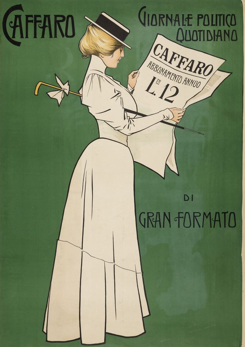 Aleardo Villa (1865-1906) CAFFARO, PRIMO GIORNALE DI GENOVA  - Auction Vintage Posters - Cambi Casa d'Aste