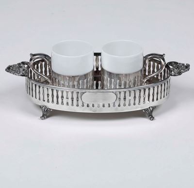 Tête-à-tête Composto da Vassoio in Argento 925. Argentiere Silva Milano XX Secolo