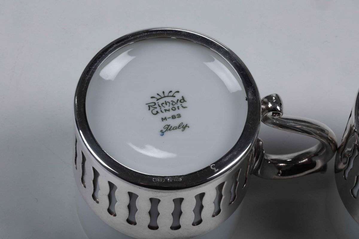 Tête-à-tête Composto da Vassoio in Argento 925. Argentiere Silva Milano XX Secolo