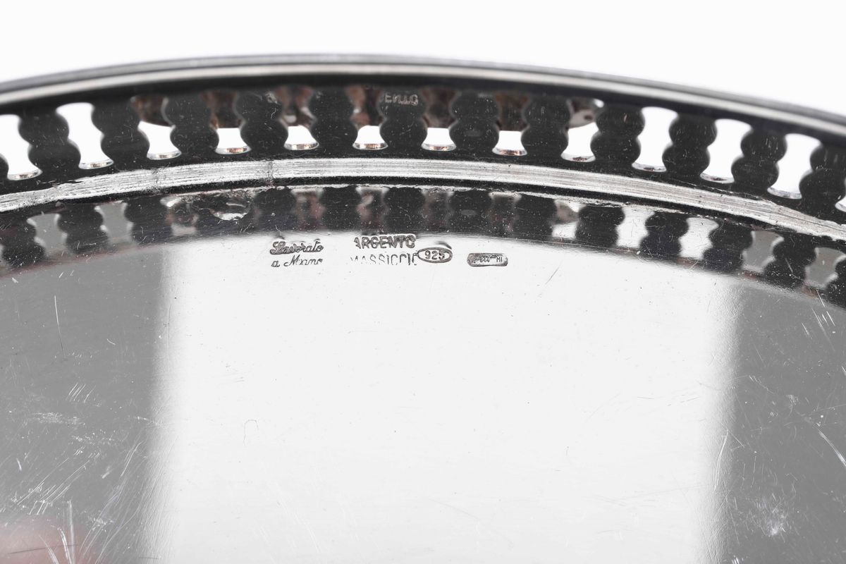 Tête-à-tête Composto da Vassoio in Argento 925. Argentiere Silva Milano XX Secolo