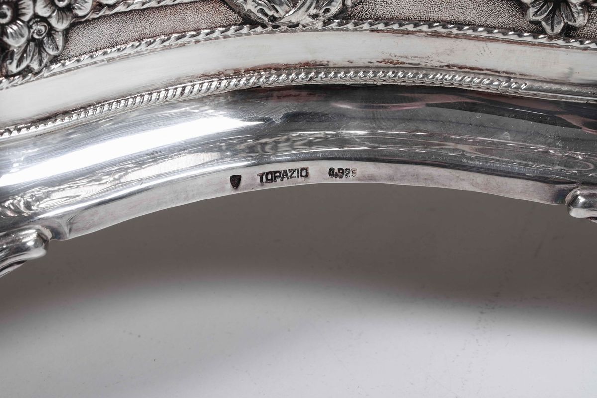 Aceto Oliera in Argento 925 con Ampolle in Vetro Molato. Portogallo XX Secolo