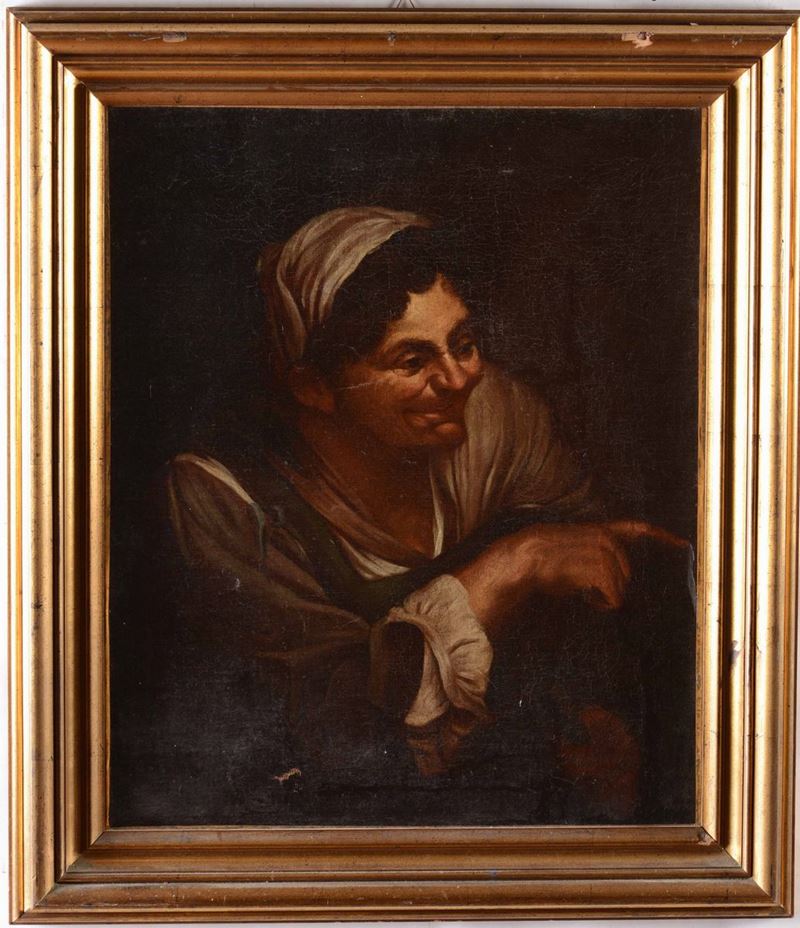 Scuola romana del XVII-XVIII secolo Ritratto di anziana popolana  - Auction Old Master Paintings | Time Auction - Cambi Casa d'Aste