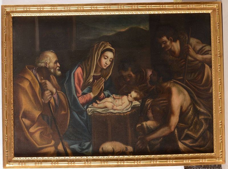 Scuola romana del XVII secolo Adorazione dei pastori  - Auction Old Masters Paintings - Cambi Casa d'Aste