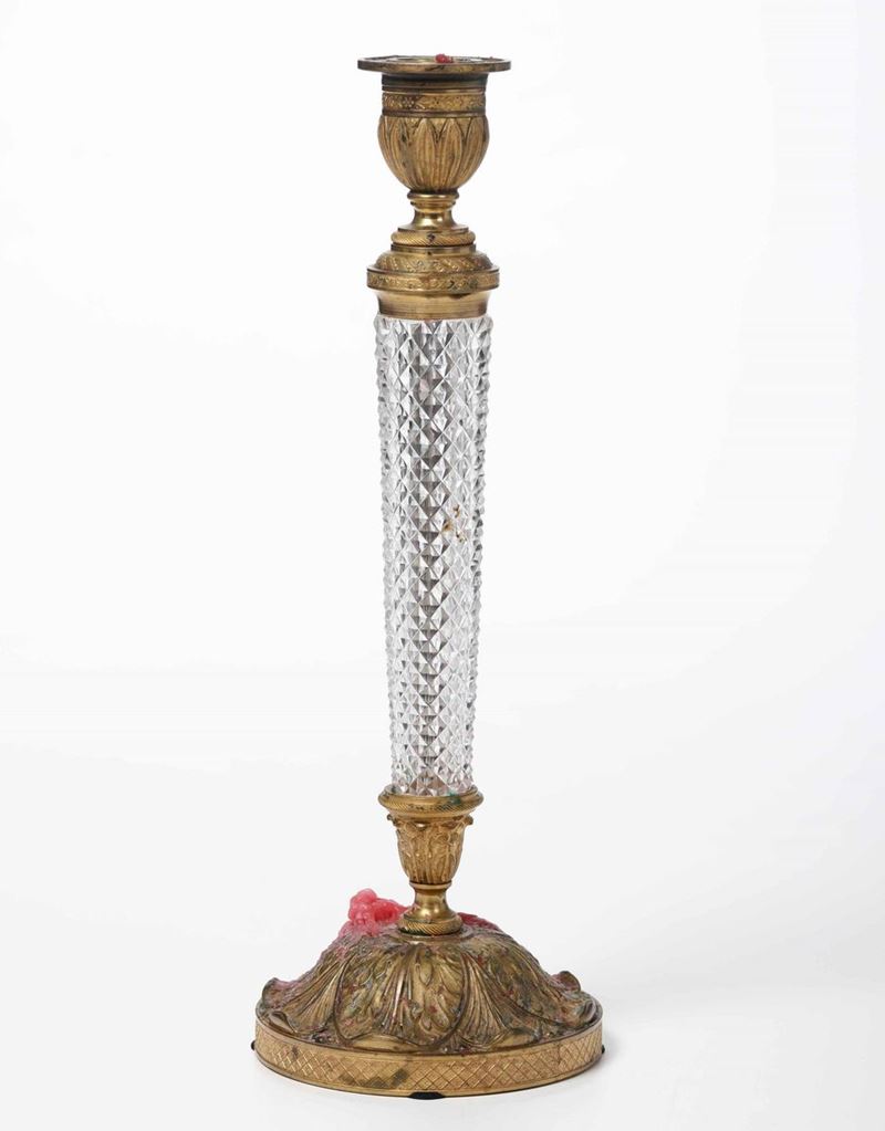 Candeliere in metallo dorato e cristallo. XIX secolo  - Asta Antiquariato Gennaio | Cambi Time - Cambi Casa d'Aste