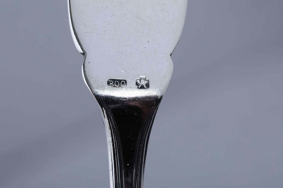 Servizio di Posate da Pesce in Argento per Dodici Persone. Argenteria Italiana del XX Secolo