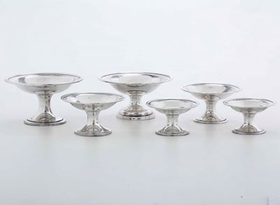 Sei Alzatine in Metallo Argentato. Maison Christofle, Francia XX Secolo