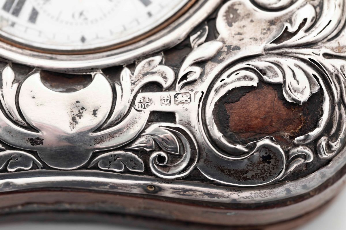 Cornice Porta Orologio in Argento, Inghilterra, Birmingham Inizi XX Secolo