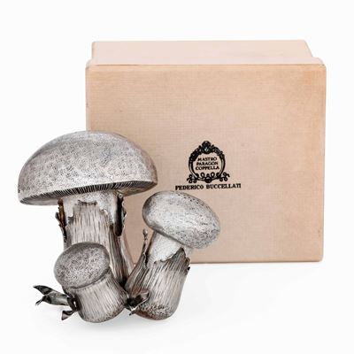 Porta Sale e Pepe in Argento Sterling a Foggia di Cespo di Funghi. Argenteria Artistica Italiana ...