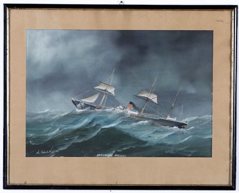 L. Roberto Ritratto della Martinique Maeseill, 1883  - gouache su carta - Asta Arte Marinara e Strumenti Scientifici - Cambi Casa d'Aste