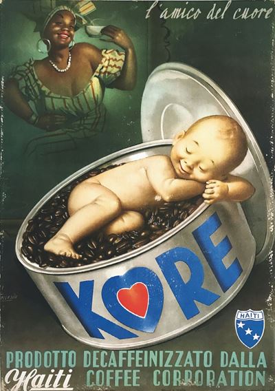 Gino Boccasile (1901-1952)kore, Prodotto Decaffeinizzato dalla Haiti Coffee Corporation