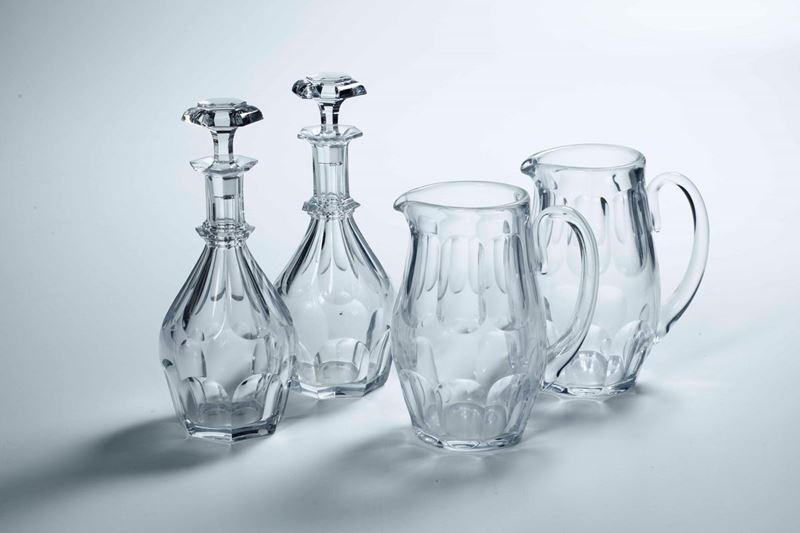 Due bottiglie e due brocche Francia, Manifattura Baccarat, XX secolo  - Asta Arredo per la tavola | Cambi Time - I - Cambi Casa d'Aste