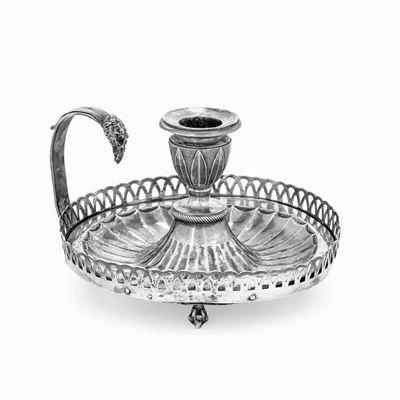 Bugia in Argento Fuso, Sbalzato, Cesellato e Traforato, Stato Pontificio, Perugia XIX Secolo, Arg...
