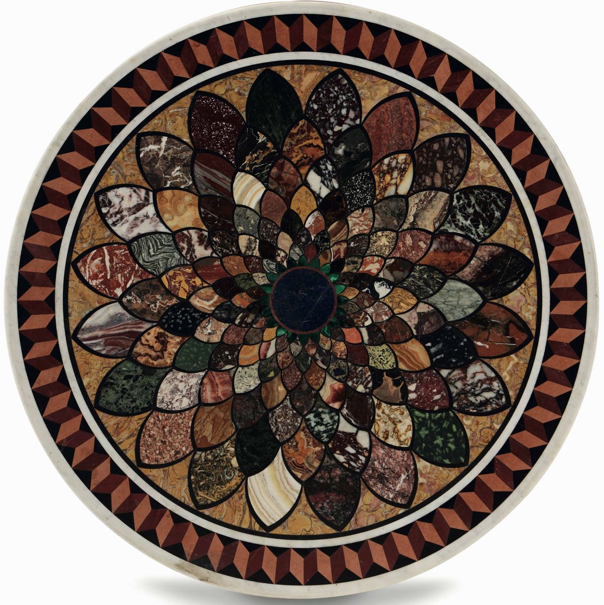 Tavolo in Legno con Piano in Commesso di Marmi, Pietre Dure, Lapislazzuli, Malachite. Metà XIX Se...