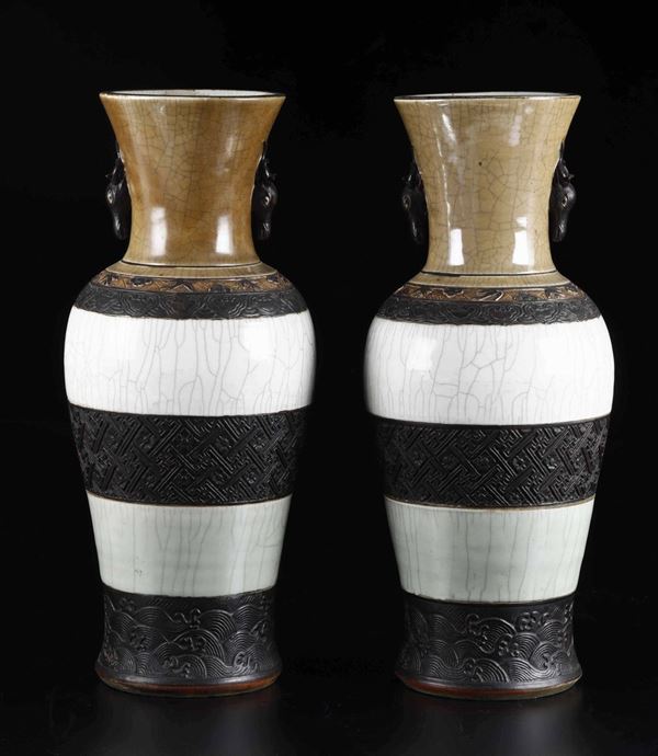 Two craquelè vases, China, Qing Dynasty