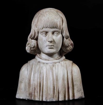 Giovane Aragonese Busto in Marmo Bianco Francesco Laurana ( Vrana, Dalmazia 1420/1430 Avignone 15...