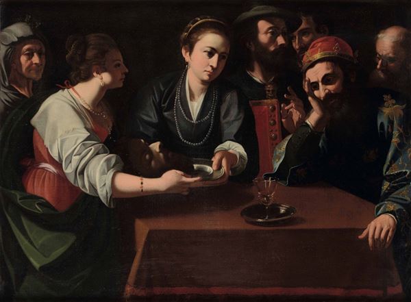 Carlo Sellitto (Napoli 1580-1614) Salomé ed Erode con la testa del Battista