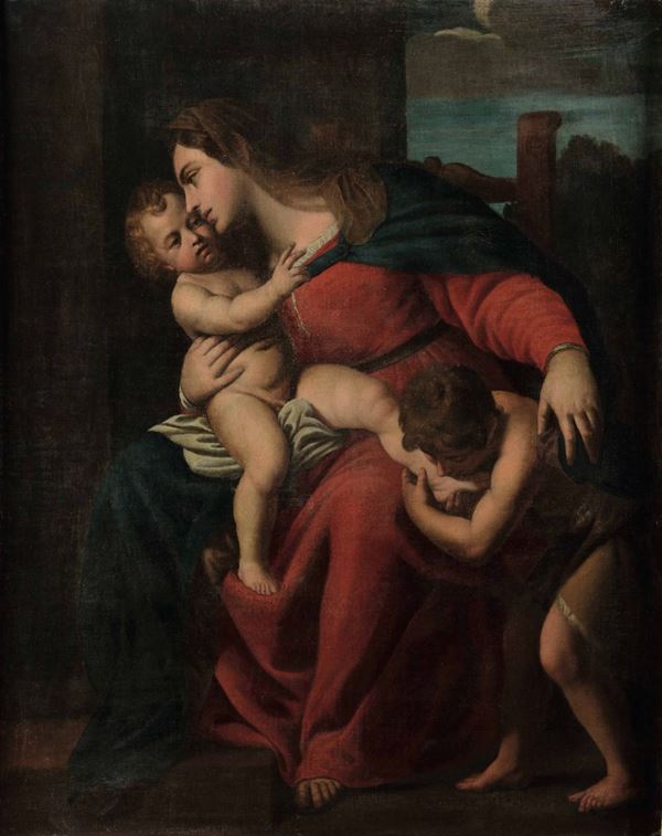 Alessandro Turchi detto l'Orbetto (Verona 1578 - Roma 1649) Madonna con Bambino e San Giovannino