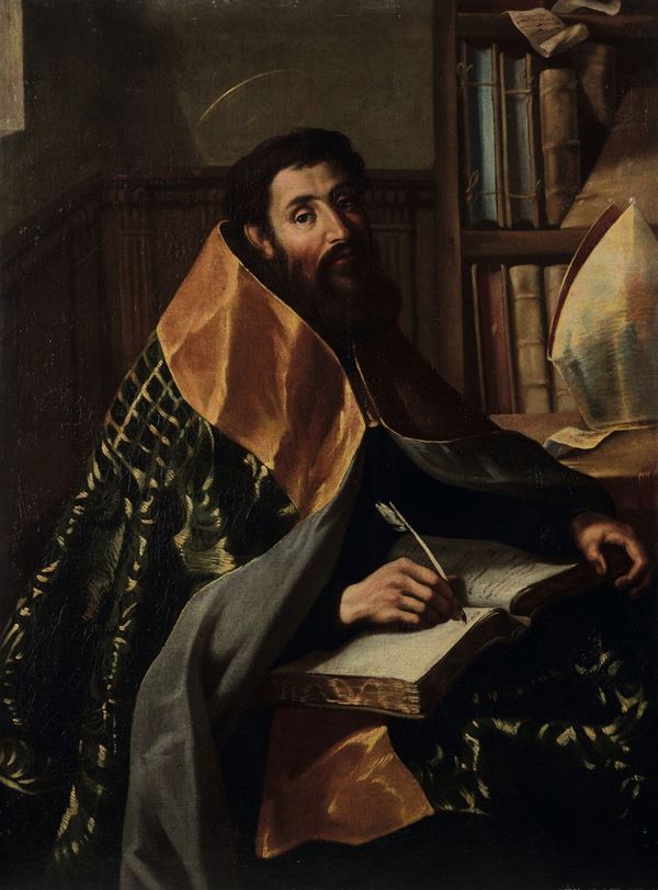 Gregorio Preti (Taverna 1603 - Roma 1672) Sant'Agostino nello studio