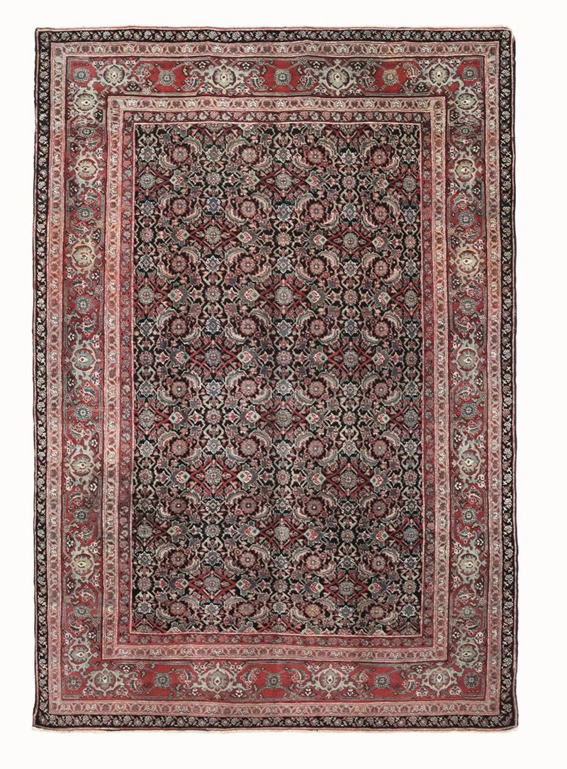 Tappeto Agra, India inizio XX secolo campo marrone con decoro herati, cm 280x190  - Auction Fine Carpets and Rugs - Cambi Casa d'Aste