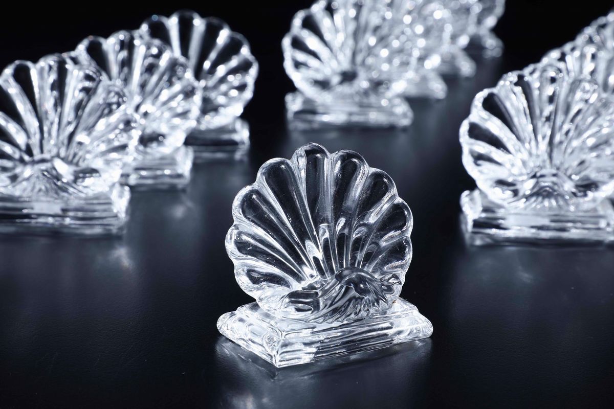 Dodici Segnaposto a Conchiglia Francia, Baccarat, Seconda Metà XX Secolo
