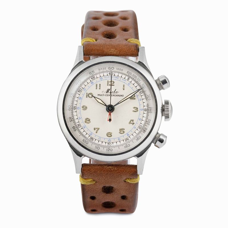 MIDO - Raro e ben conservato Multi-center Chrono, acciaio, carica manuale cal.1300, circa 1940  - Auction Watches and Pocket Watches - Cambi Casa d'Aste