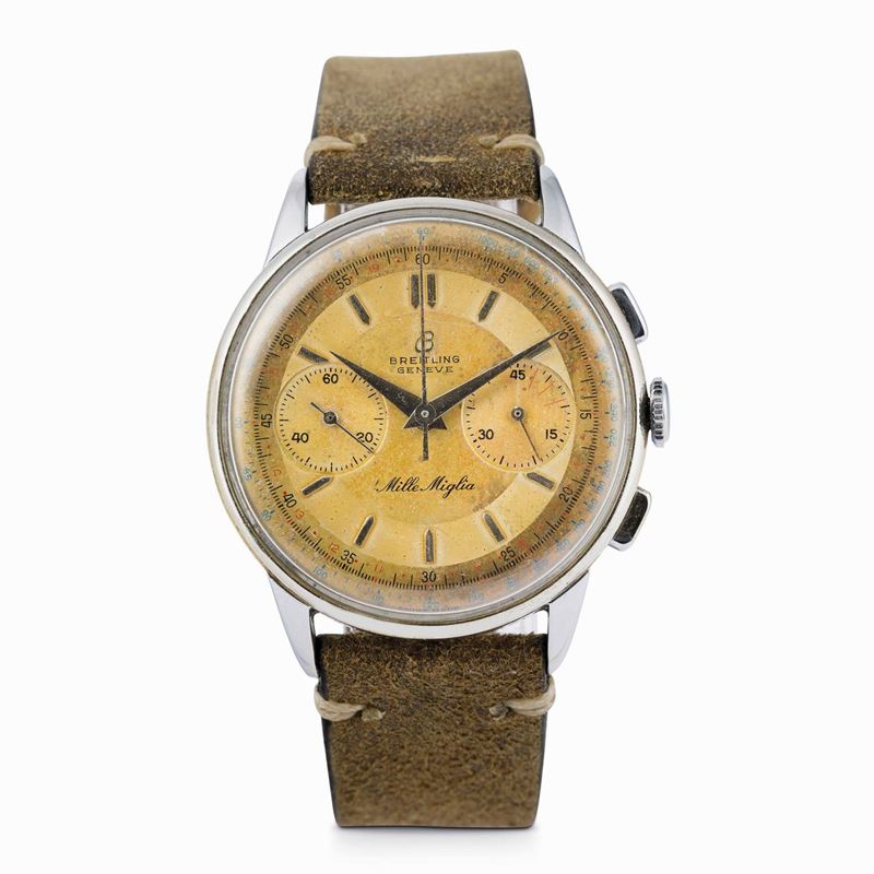 BREITLING - Raro cronografo ” Mille Miglia ” ref. 1194, acciaio, carica manuale cal. Venus 188, circa 1950  - Auction Watches and Pocket Watches - Cambi Casa d'Aste