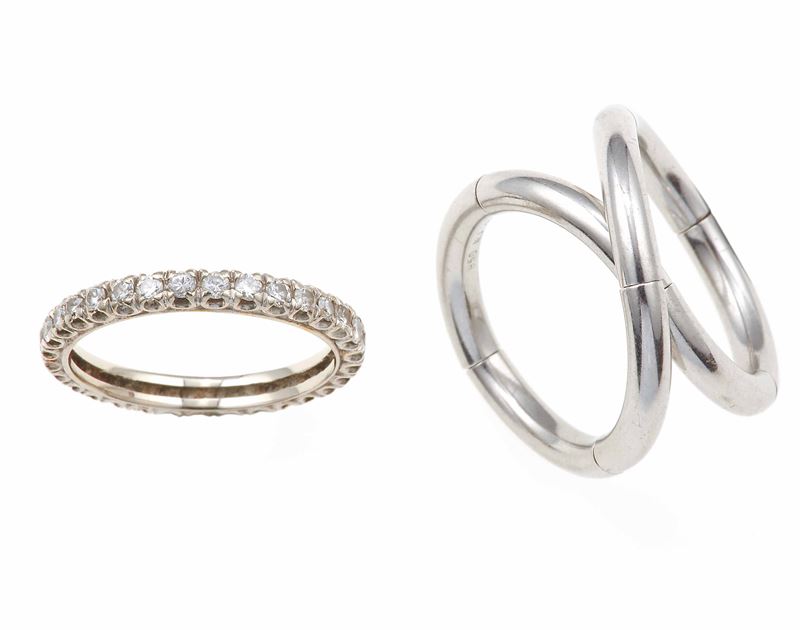 Lotto composto da un anello snodabile ed una rivière con piccoli diamanti  - Auction Jewels | Cambi Time - Cambi Casa d'Aste