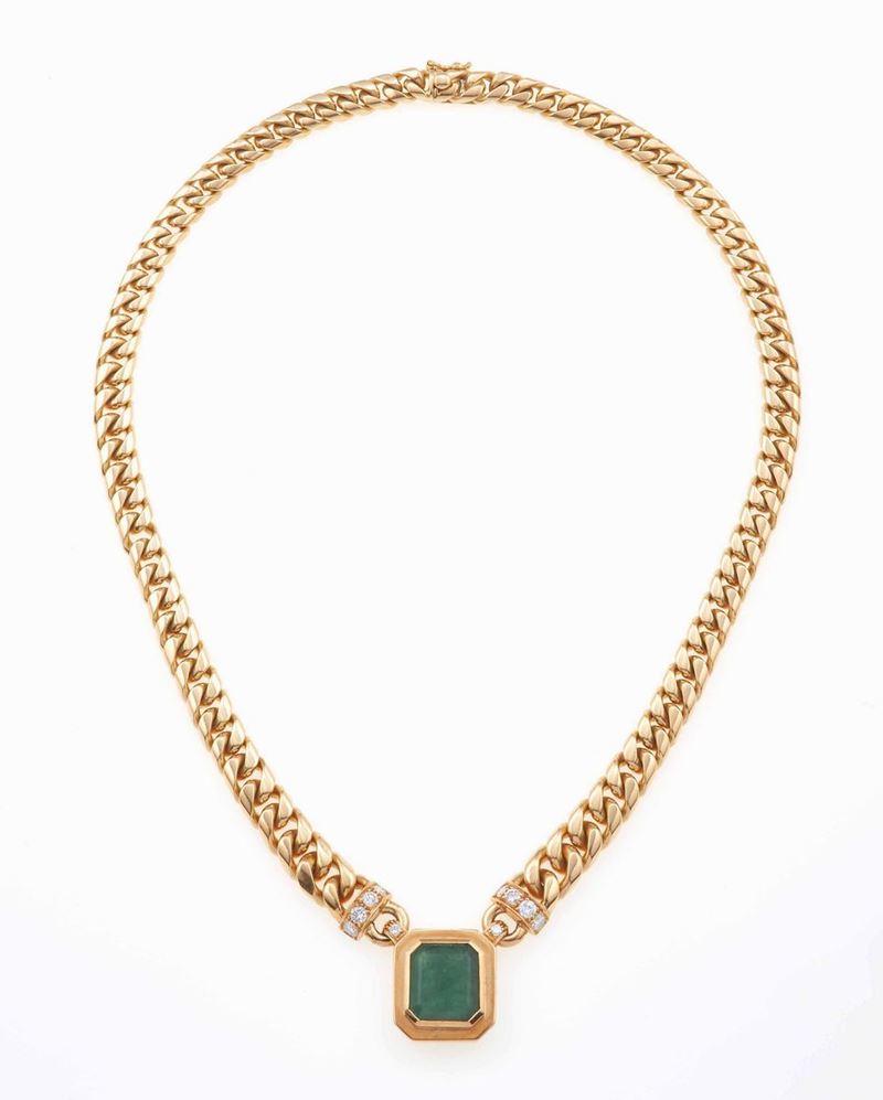 Girocollo con smeraldo e piccoli diamanti  - Auction Fine Jewels - Cambi Casa d'Aste