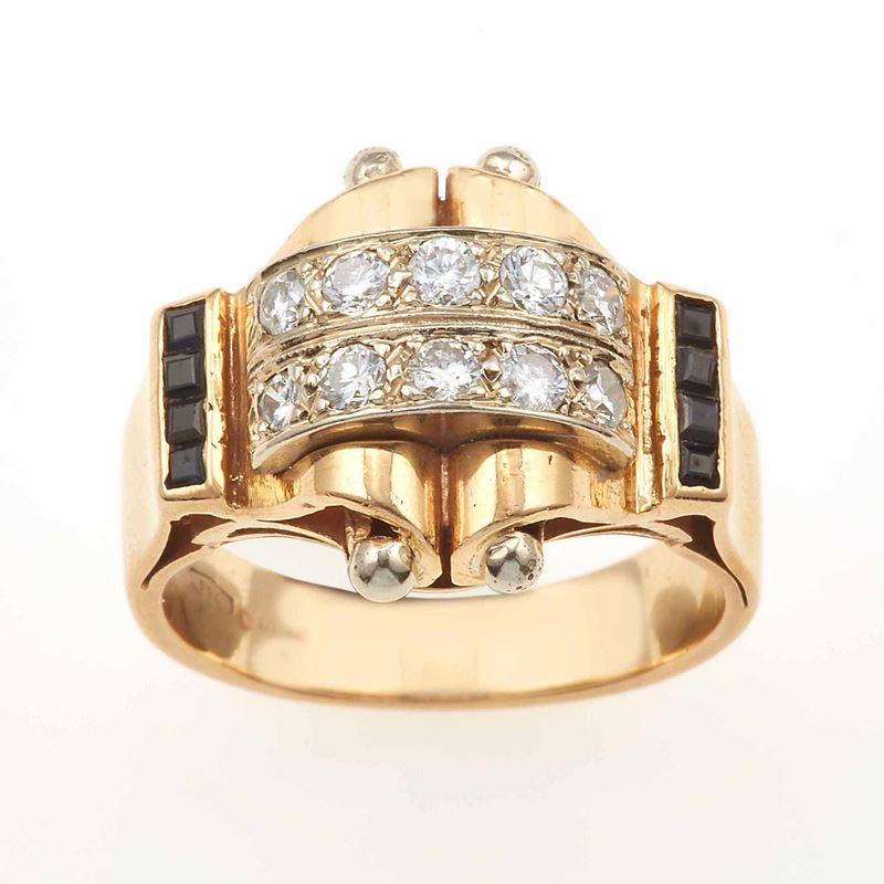 Diamond, sapphire and gold ring  - Auction Jewels | Cambi Time - Cambi Casa d'Aste