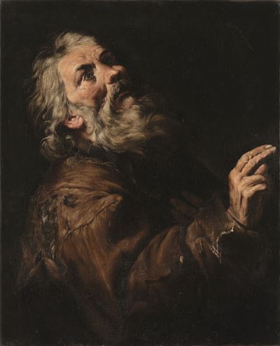 Francesco Francanzano (monopoli 1612 - Napoli 1656)santo Eremita Colto in un Gesto Benedicente