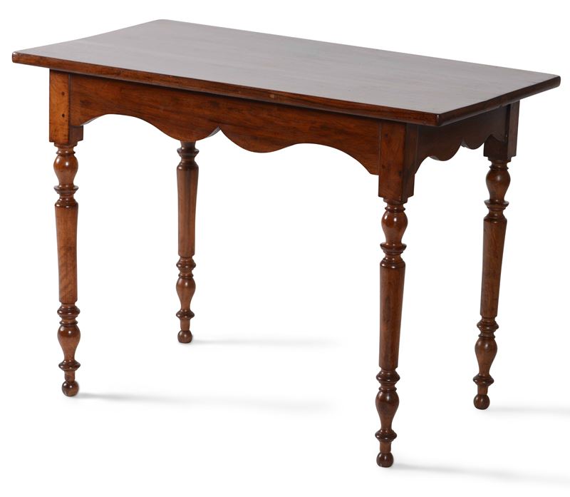 Tavolino in legno con gambe a rocchetto, XIX secolo  - Asta Antiquariato Gennaio | Cambi Time - Cambi Casa d'Aste